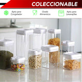 Set de 7 Recipientes con Tapas Herméticas para Almacenar Alimentos