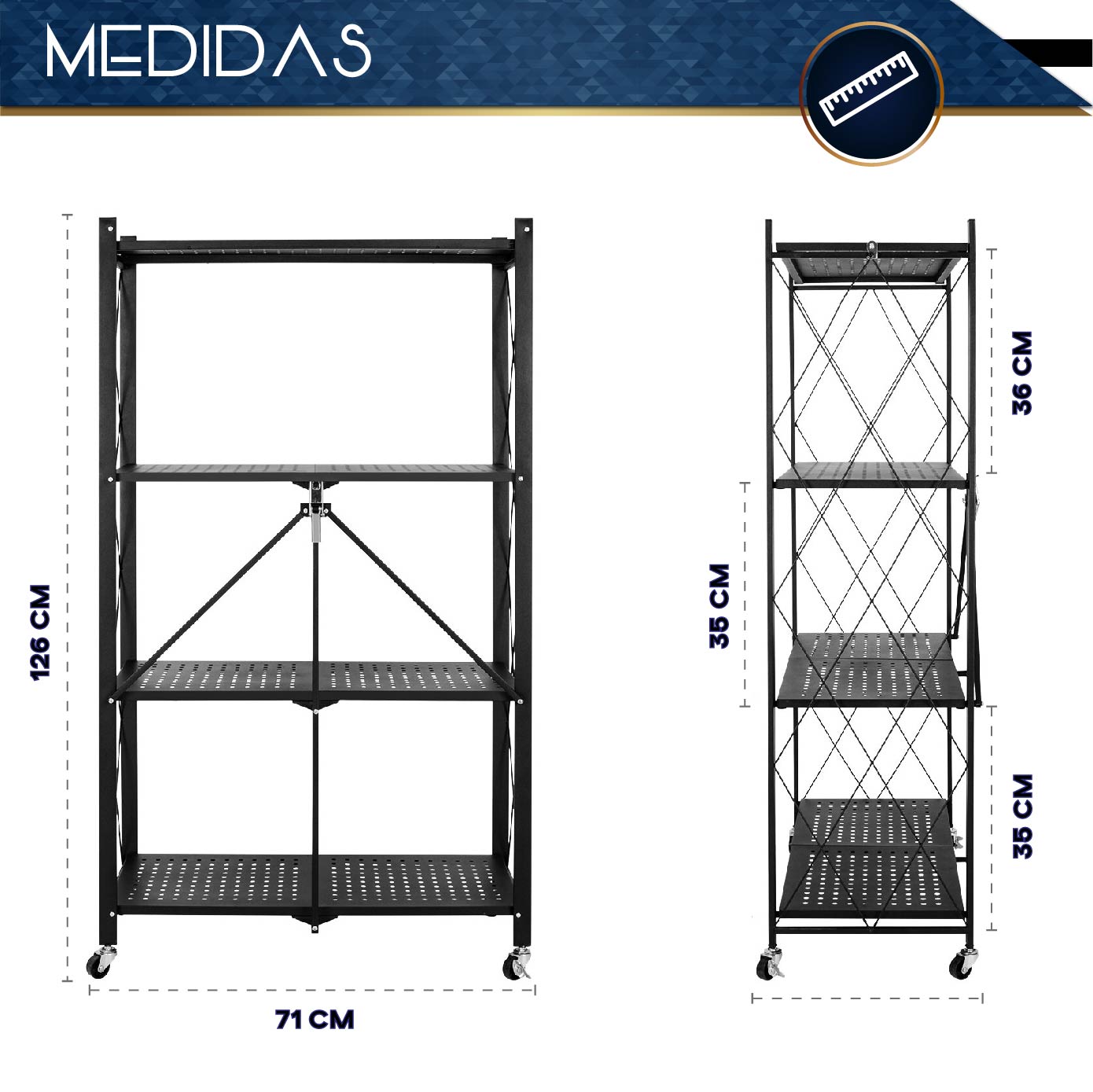 Estantería plegable 4 niveles estilo industrial