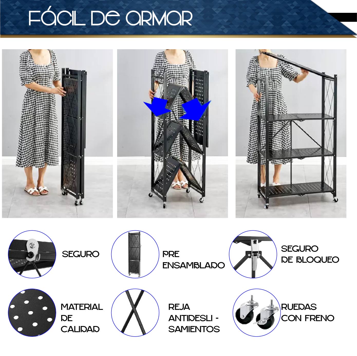 Estante Metalico Anaquel Rack Plegable 4 Niveles