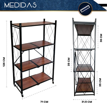 Estante Metalico Y Madera Rack Plegable 4 Niveles