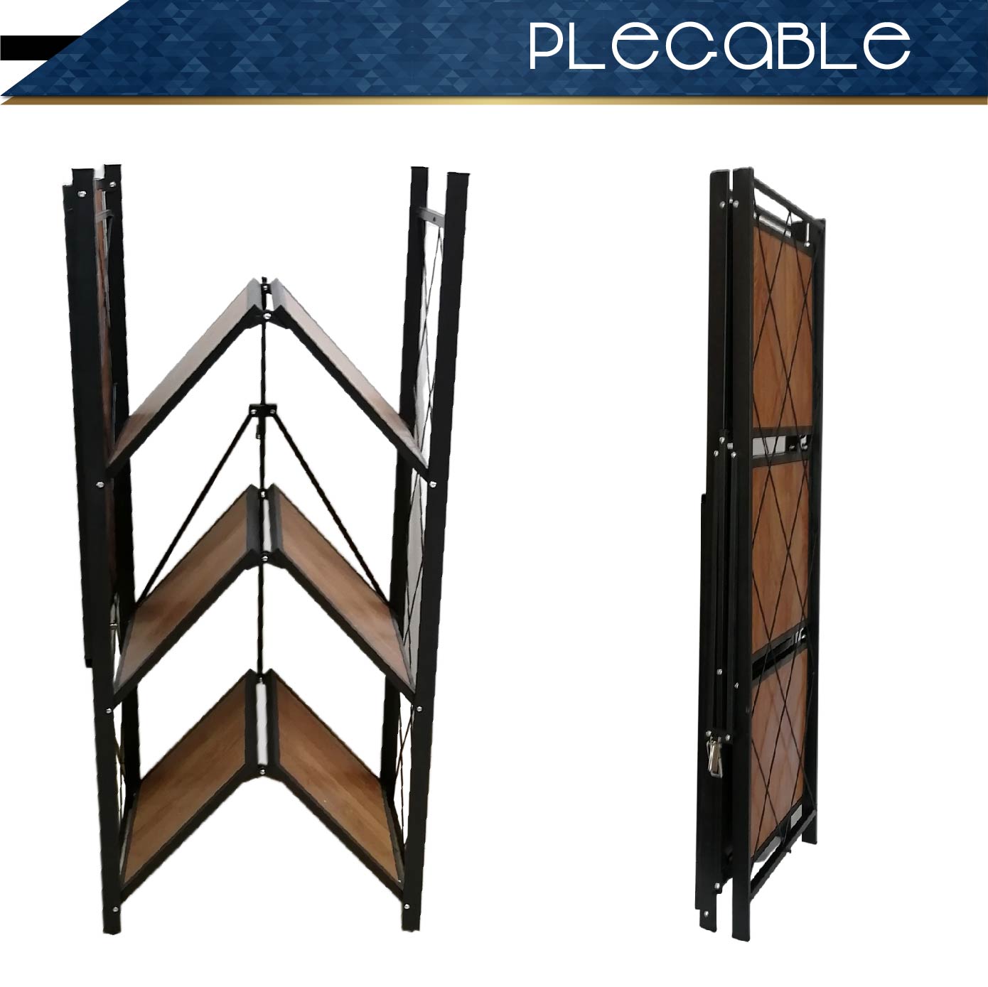 Estante Metalico Y Madera Rack Plegable 4 Niveles