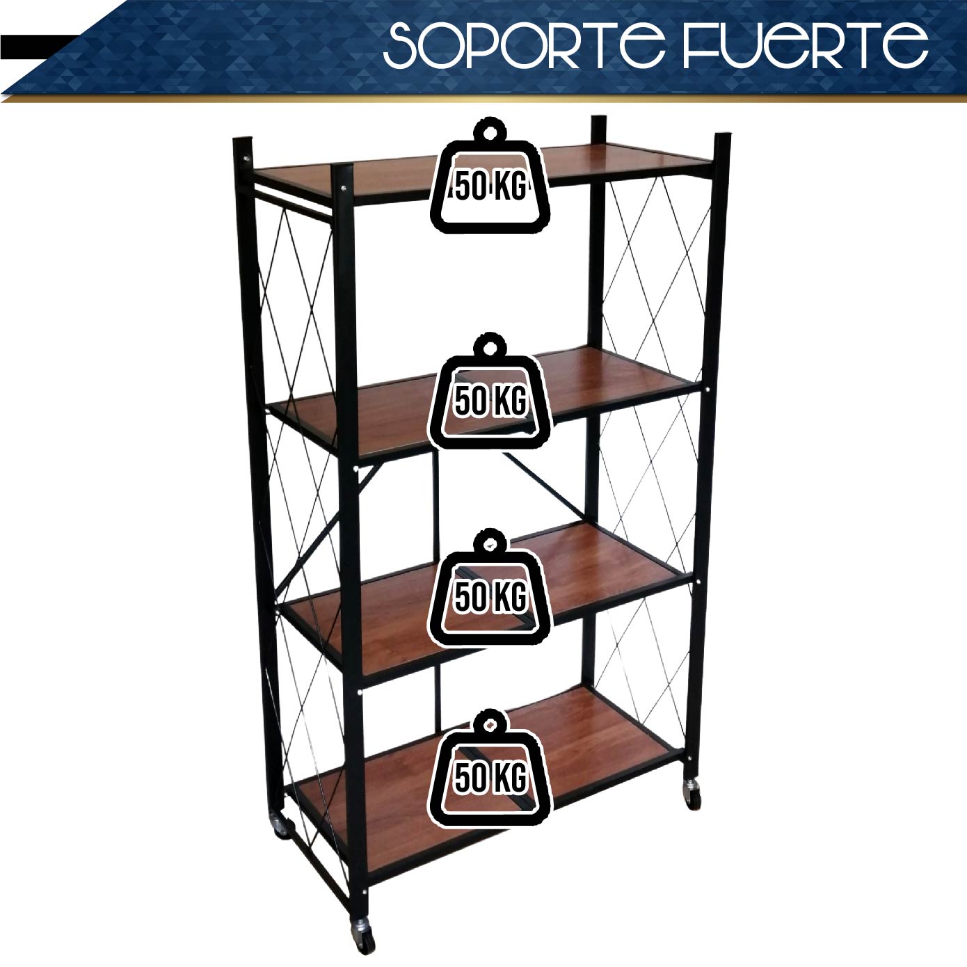 Estante Metalico Y Madera Rack Plegable 4 Niveles