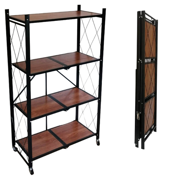 Estante Metalico Y Madera Rack Plegable 4 Niveles