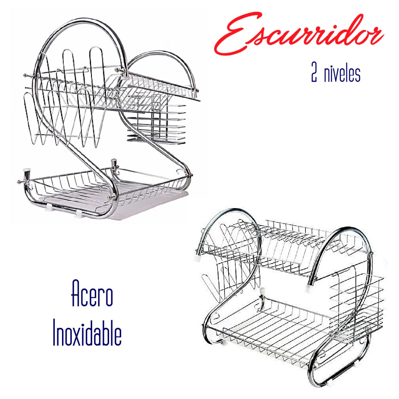 ESCURRIDOR DE TRASTES 2 NIVELES 45 cm 18”