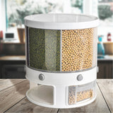 Dispensador de Semillas, Dispensador de Granos y alimentos secos, Dispensador con capacidad de 10 L. 6 separadores para mesa