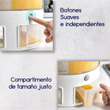 Dispensador de Semillas, Dispensador de Granos y alimentos secos, Dispensador con capacidad de 10 L. 6 separadores para mesa