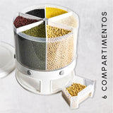 Dispensador de Semillas, Dispensador de Granos y alimentos secos, Dispensador con capacidad de 10 L. 6 separadores para mesa