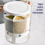 Dispensador de Semillas, Dispensador de Granos y alimentos secos, Dispensador con capacidad de 10 L. 6 separadores para mesa