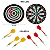 Juego de Dardos, 2 Dianas en 1, 40 cm de Diámetro, 6 Dardos Punta de Acero 2 Colores Distintos. Jugar con Amigos y Familia, Fácil Instalación en Casa y Oficina