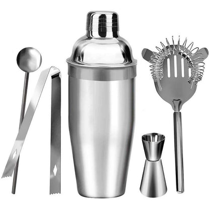 JUEGO DE BAR, SET DE 5 PIEZAS PARA BAR, MIXOLOGÍA, COCTELERAS ACERO INOXIDABLE