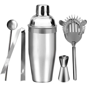 JUEGO DE BAR, SET DE 5 PIEZAS PARA BAR, MIXOLOGÍA, COCTELERAS ACERO INOXIDABLE