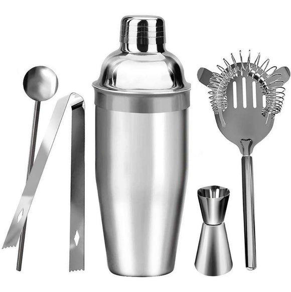 JUEGO DE BAR, SET DE 5 PIEZAS PARA BAR, MIXOLOGÍA, COCTELERAS ACERO INOXIDABLE