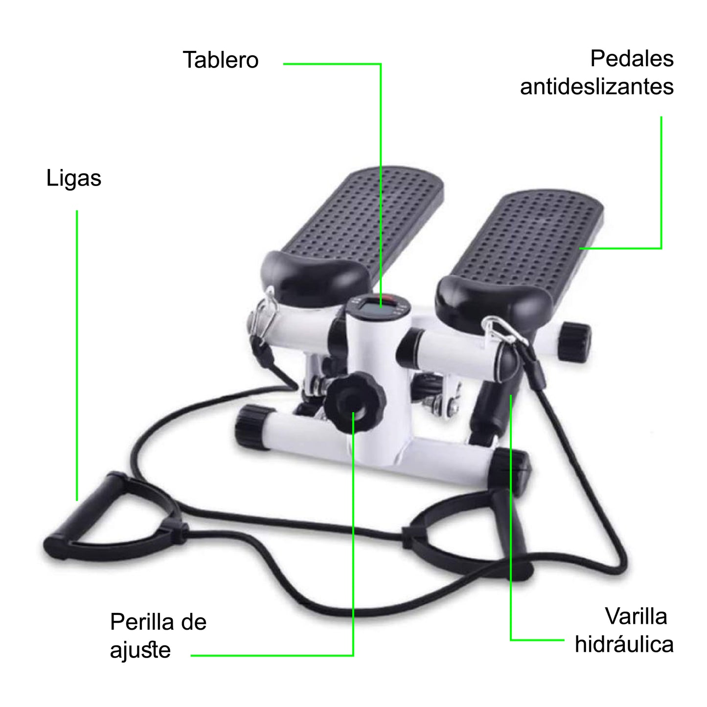 Escaladora con Pedales Antideslizantes y Bandas de Resistencia