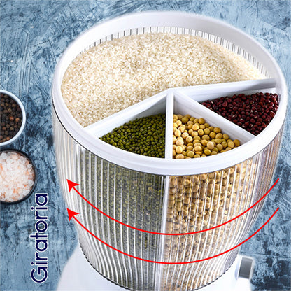 RD ROYAL COOK Dispensador de Semillas, Dispensador de Granos y alimentos secos, Dispensador con capacidad de 10 L. 4 separadores para mesa